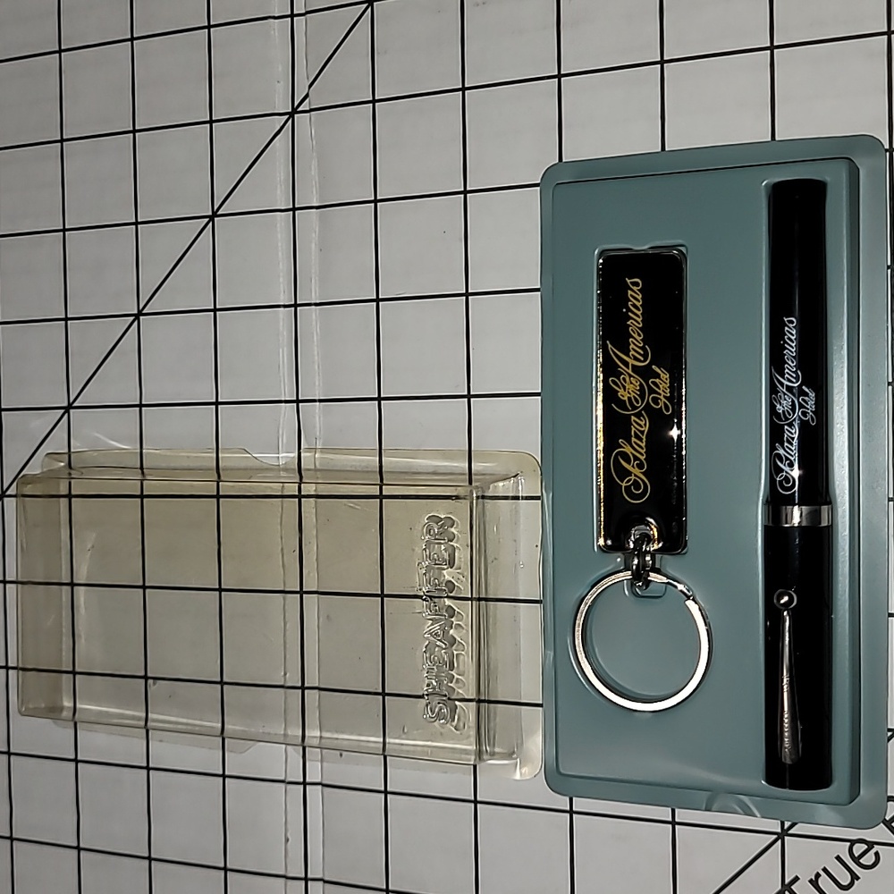 Vintage Plaza of the Americas Hotel Pen and Key Chain set by Sheaffer‎